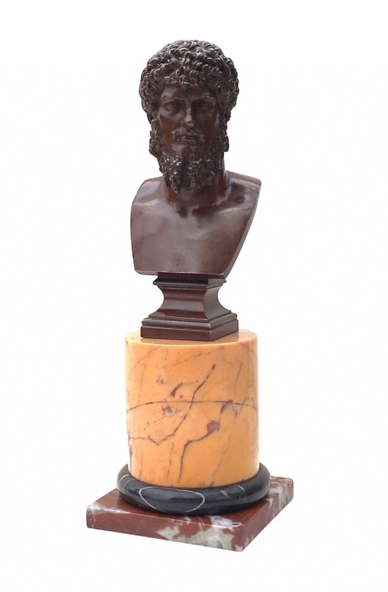 Buste En Bronze Représentant l'Empereur Romain Lucius Verus. d'Après l'Antique, Vers 1860.
