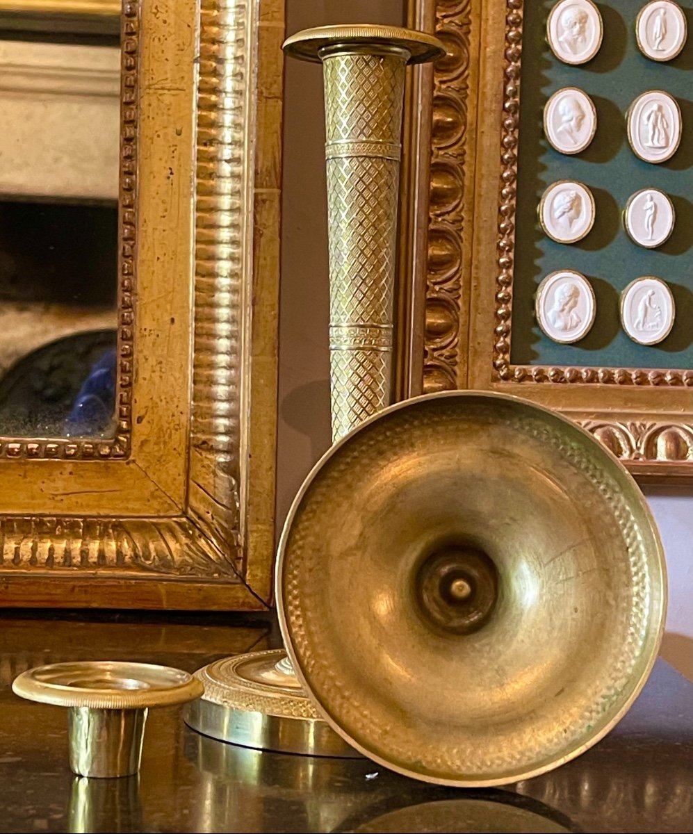 A Pair Of Empire Gilt-bronze Candlesticks. Early 19th Century. -photo-2