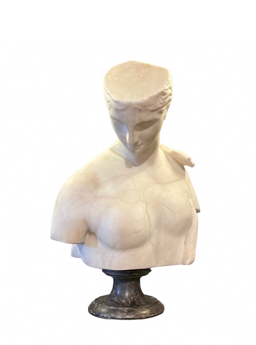 A Neapolitan White Marble Bust Of Psyche Of Capua. Late 18th Century. -photo-2