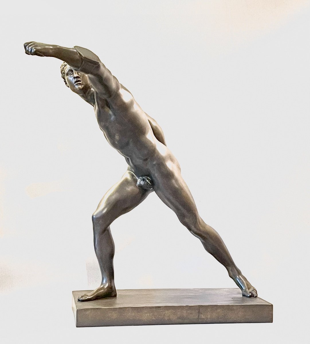 Grande Figure En Bronze Représentant Le Gladiateur Borghese. D’après L’antique, XIXe Siècle. -photo-2