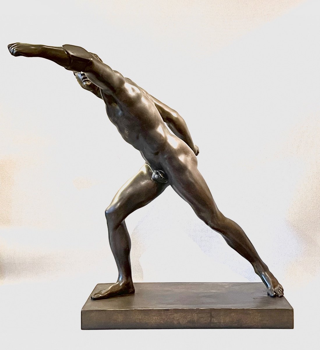 Grande Figure En Bronze Représentant Le Gladiateur Borghese. D’après L’antique, XIXe Siècle. -photo-4