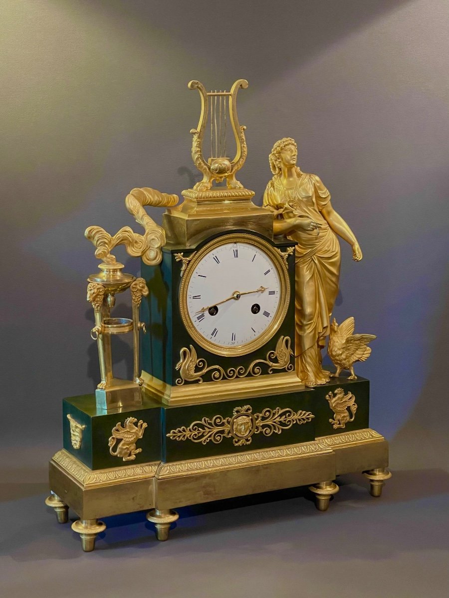 Importante Pendule D’époque Empire Figurant Erato. Antoine-André Ravrio. -photo-2