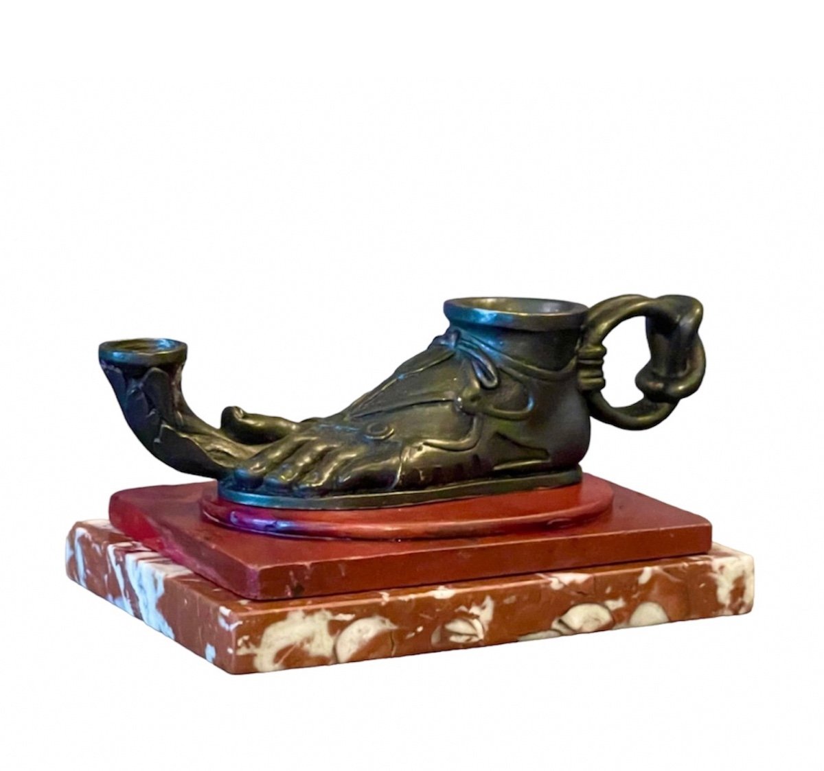 A Grand Tour Patinated Bronze Oil Lamp. Early 19th Century.