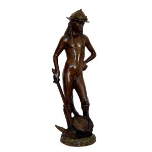 A Patinated Bronze Sculpture  Depicting The David Of Donatello.