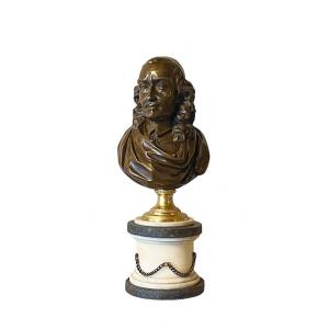 A French Patinated Bronze Bust Of Pierre Corneille. Late 18th Century.
