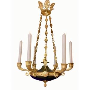 Petit lustre d’alcôve à six bras de lumière. Époque Restauration. 