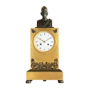 An Empire Gilt And Patinated Bronze Mantle Clock. Lesieur Clockmaker. 