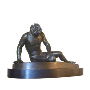 A Large Patinated Bronze Figure Of The Dying Gaul. Signed Sommer Napoli