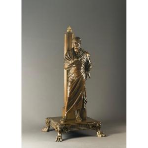 Sculpture en bronze à patine brune représentant Aristide. Milieu du XIXe siècle.