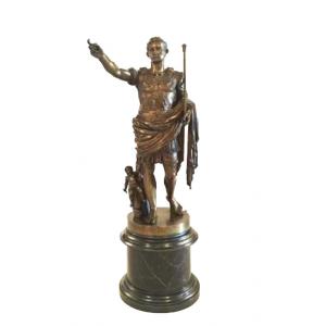 Sculpture En Bronze Représentant l'Empereur Auguste Dit De Prima Porta. Italie, XIXe Siècle.