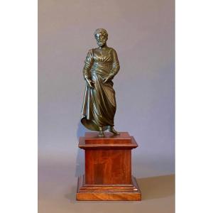 Statuette En Bronze Patiné Représentant Aristote, d'Après l'Antique. Italie, XIXe Siècle.