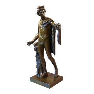 Figure En Bronze Représentant L’ Apollon Du Belvédère. D’après L’antique. Rome, XIXe Siècle. 