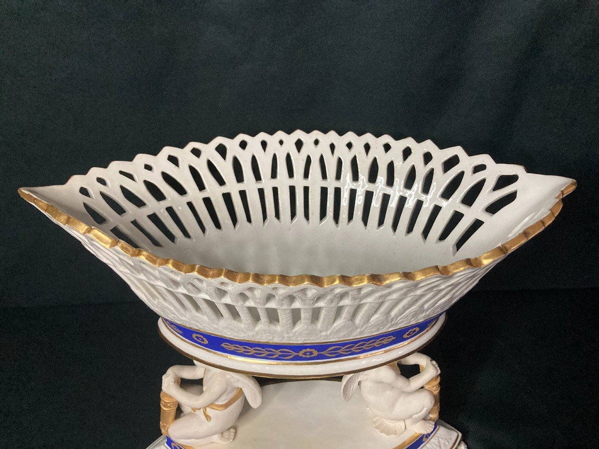 Sevres, Corbeille En Porcelaine Décor Amours Style Empire XIXème-photo-5