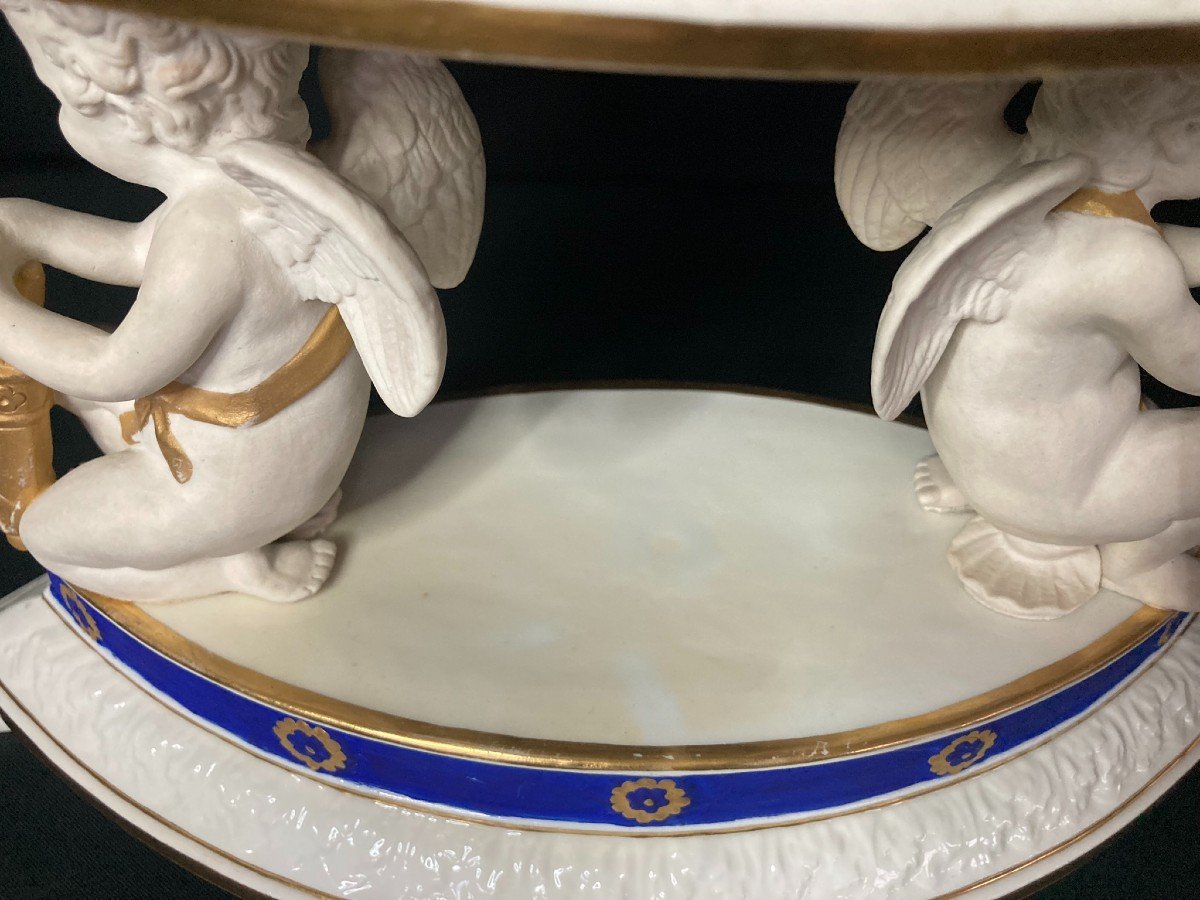 Sevres, Corbeille En Porcelaine Décor Amours Style Empire XIXème-photo-6