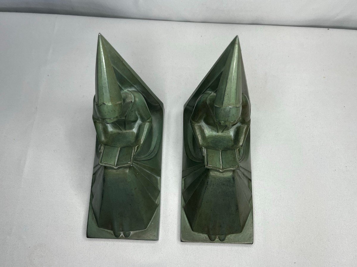 Le Verrier (max), Pair Of Middle Ages Women's Bookends Circa 1930-photo-4