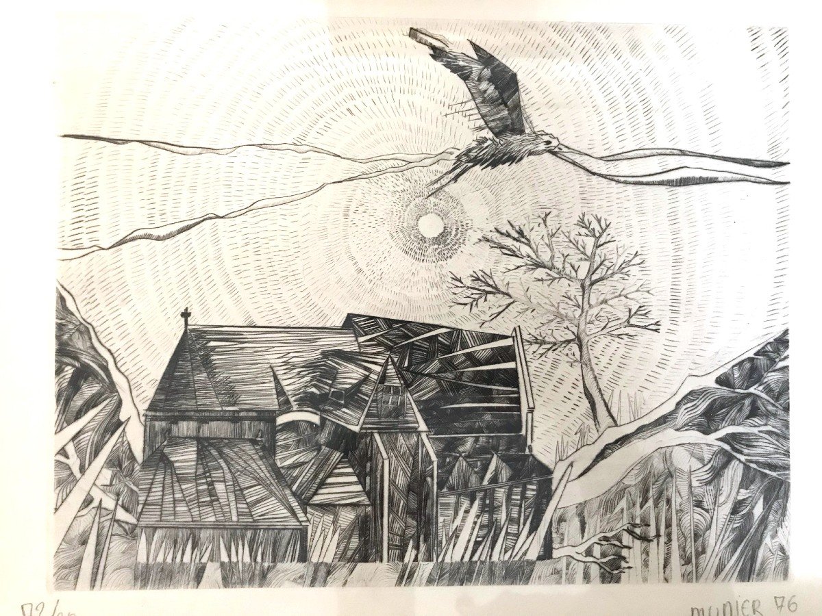 Munier Jean-marie, Gravure Au Burin Signée Encadrée XXème -photo-2