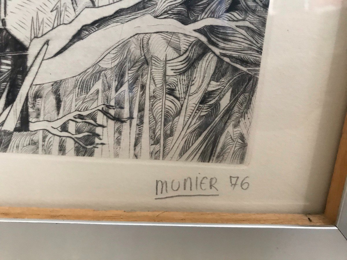 Munier Jean-marie, Gravure Au Burin Signée Encadrée XXème -photo-3