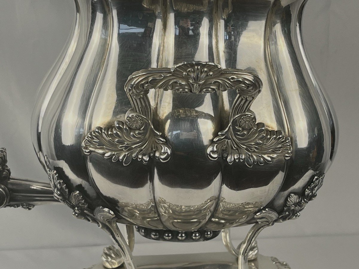 Important Hot Water Fountain Samovar Silver Metal Late 19th Century-photo-6