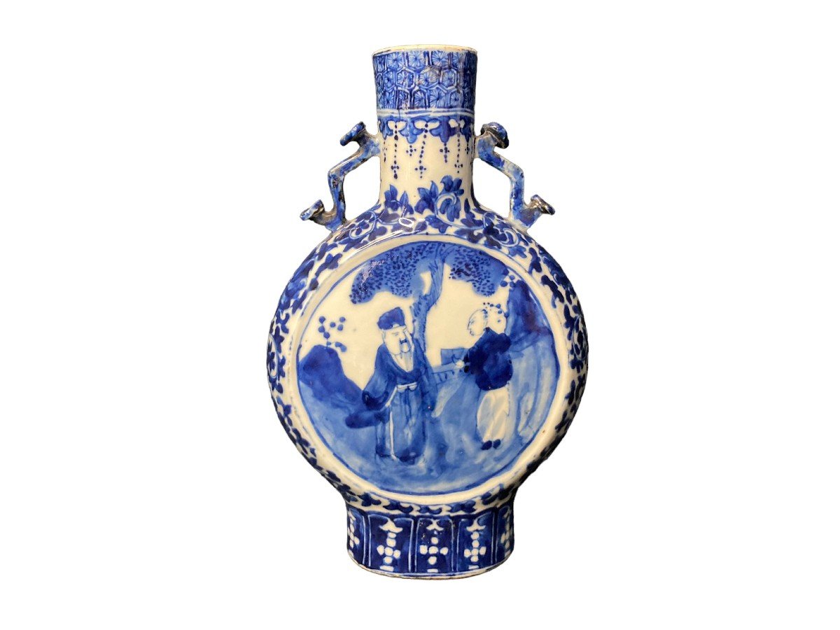Chine, Ancien Vase Gourde En Porcelaine Signature XIXème