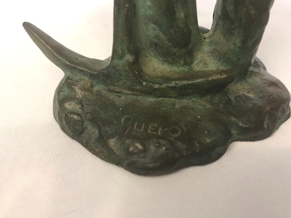Guero, Sculpture Bronze Homme à La Pioche Signée Vers 1930-photo-4