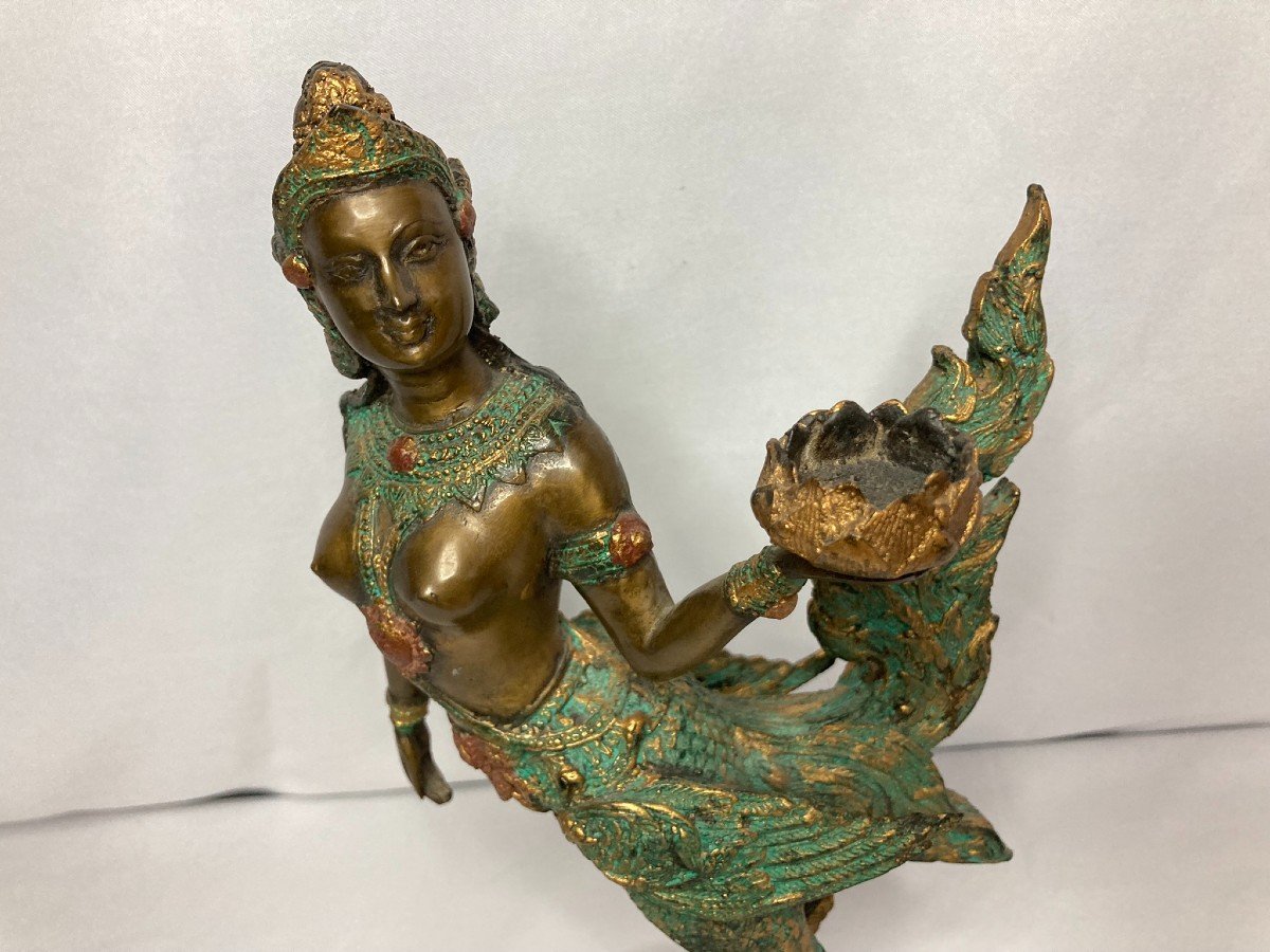 Indochina Bronze Figuring A Woman With Hen's Feet Early 20th Century-photo-2