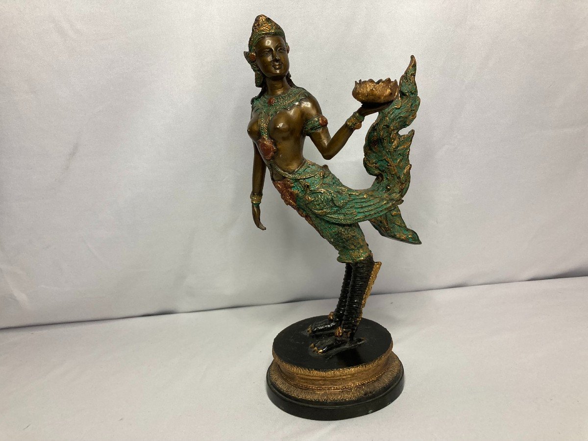 Indochina Bronze Figuring A Woman With Hen's Feet Early 20th Century-photo-1