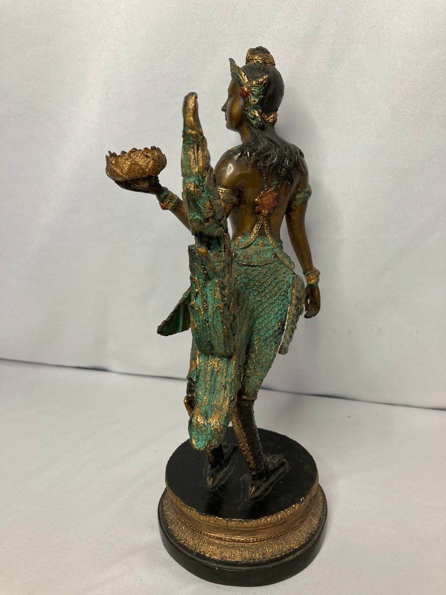 Indochina Bronze Figuring A Woman With Hen's Feet Early 20th Century-photo-2