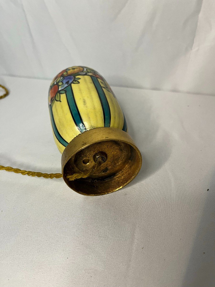 Art Deco, Night Light In Porcelain And Bronze Fruit Decor Circa 1930-photo-6