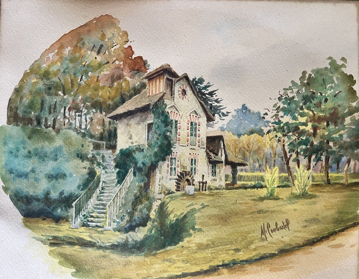 Combastel (magdeleine), Watercolor House At The Mill Late 19th Century-photo-2