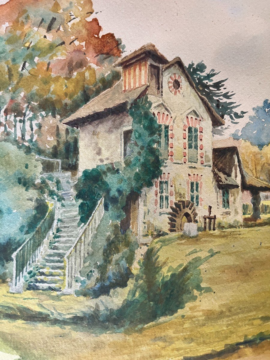 Combastel (magdeleine), Watercolor House At The Mill Late 19th Century-photo-2
