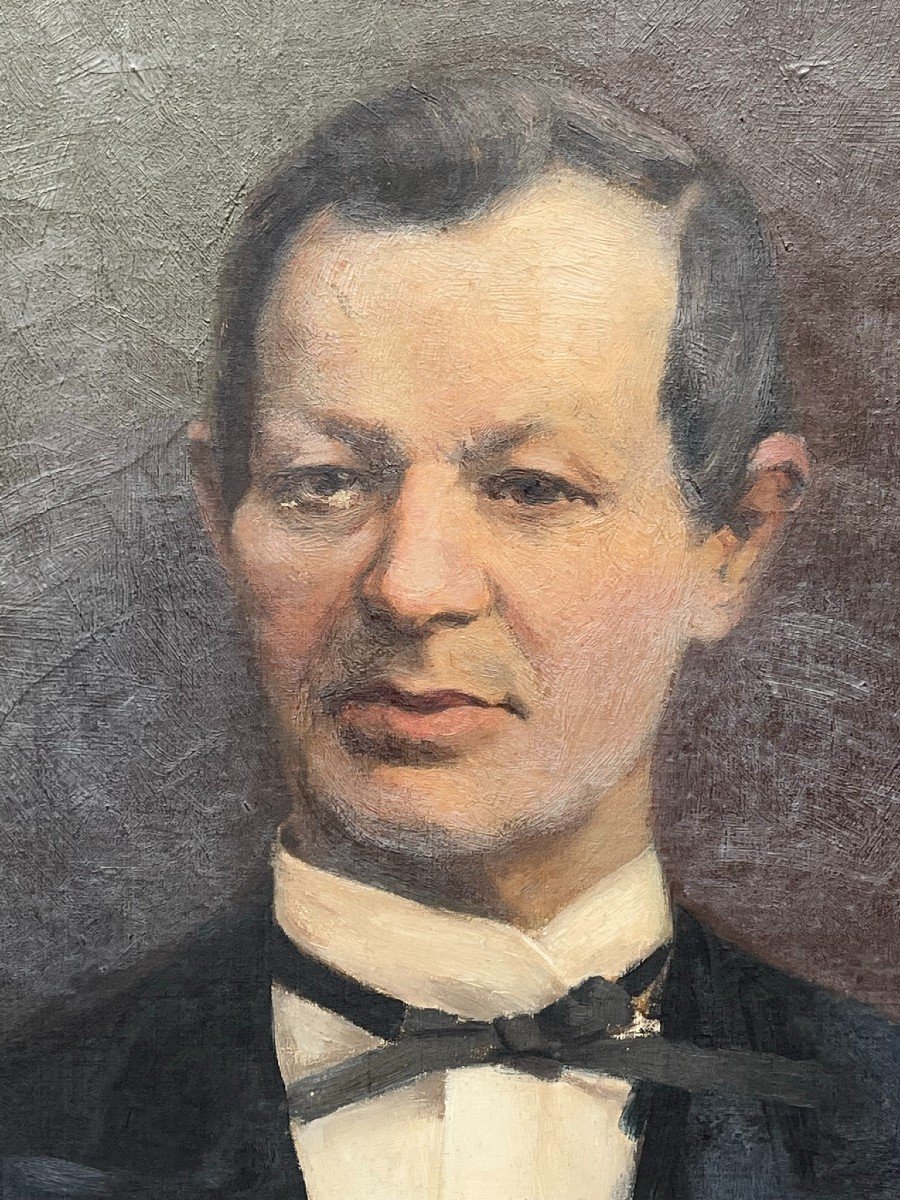 French School Hst Portrait Man Framed Late 19th Century-photo-2