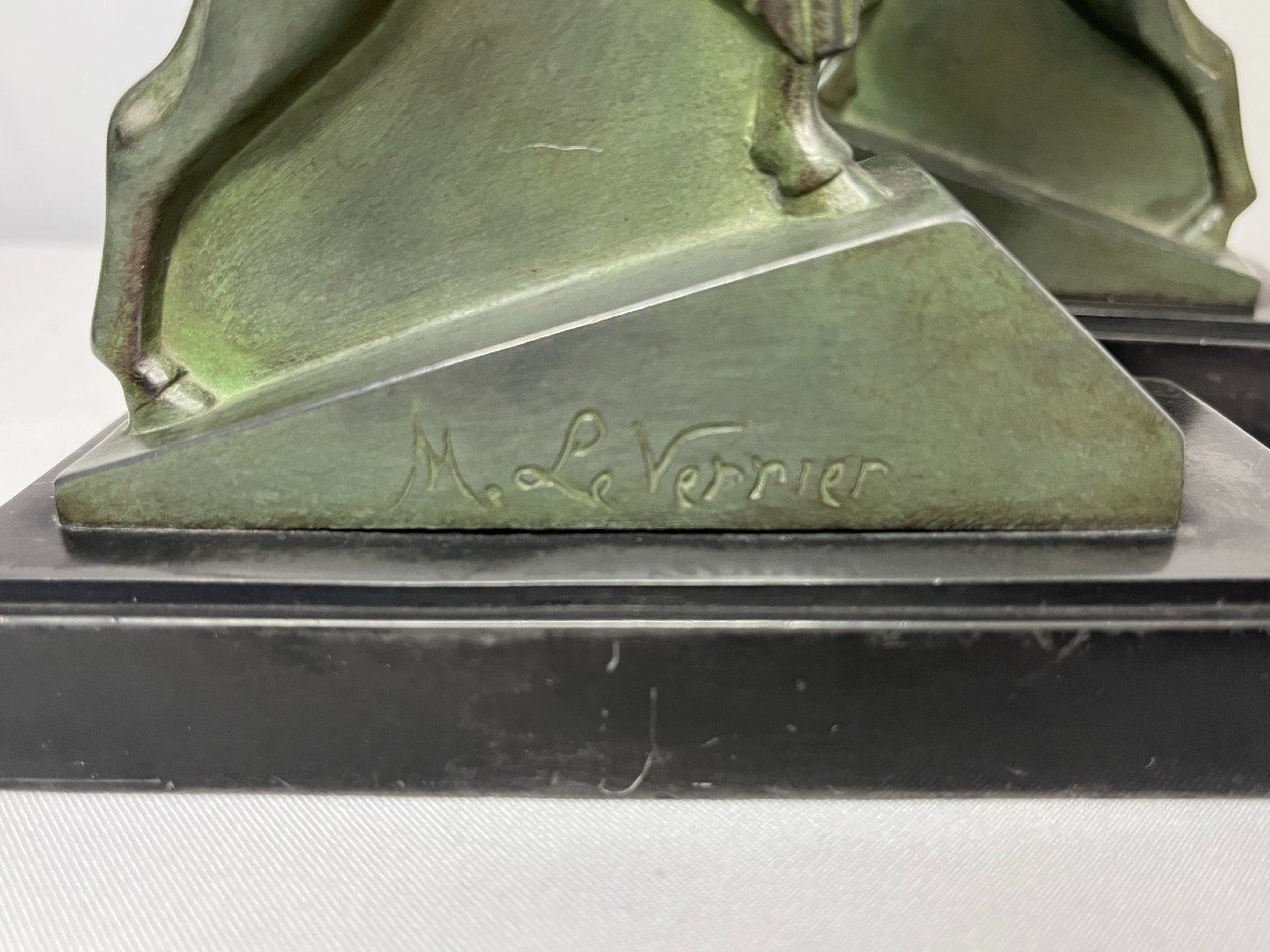 Le Verrier (max), Pair Of Art Deco Ibex Bookends Circa 1930-photo-4