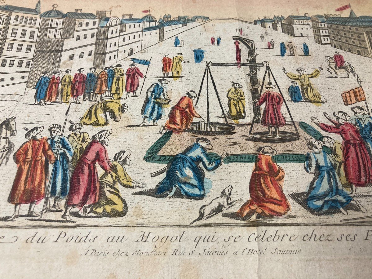 Vue D’optique Gravure Mondhare Fête Du Poids Au Mogol XVIIIème-photo-2