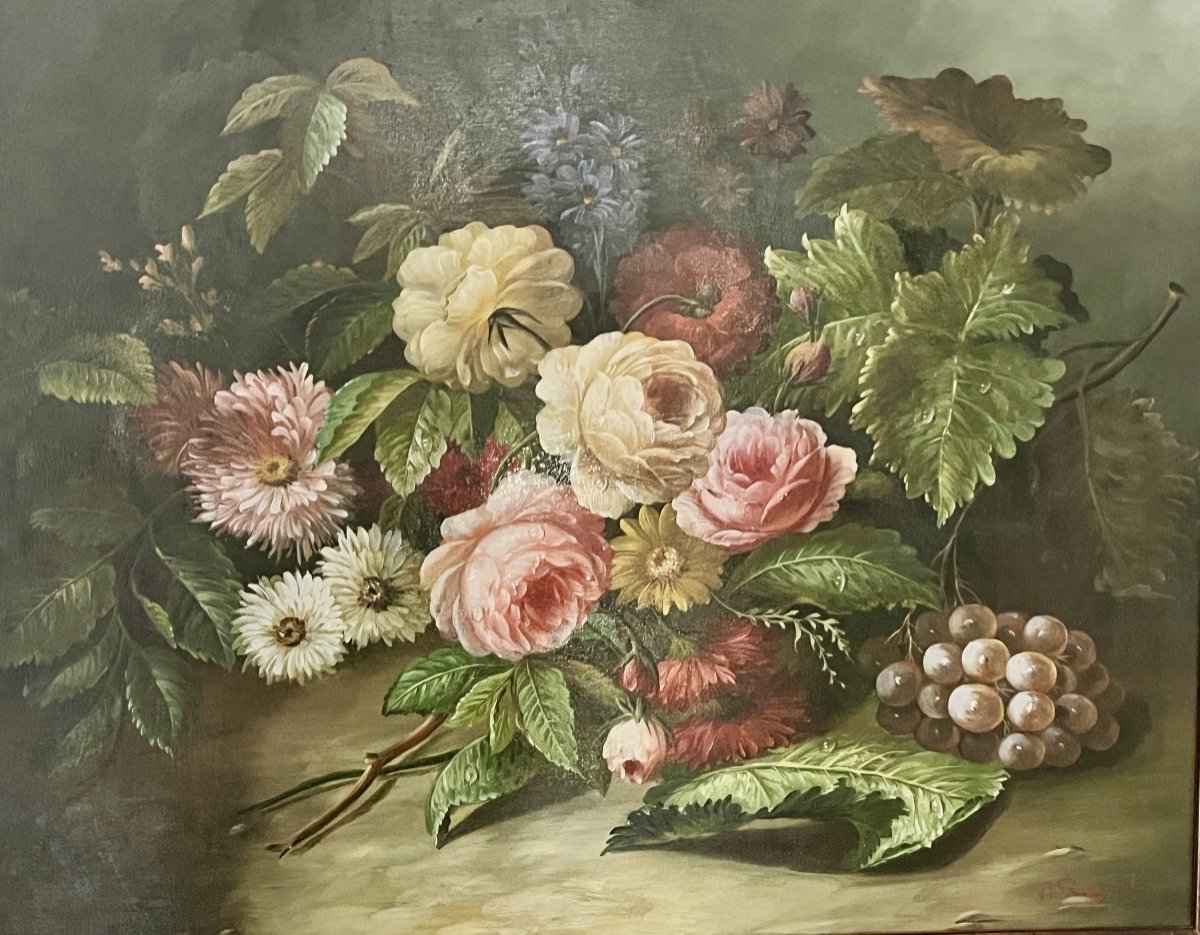 Reynols, Ecole Française Nature Morte Aux Fleurs Début XXème -photo-4