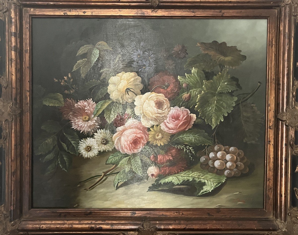 Reynols, Ecole Française Nature Morte Aux Fleurs Début XXème -photo-1