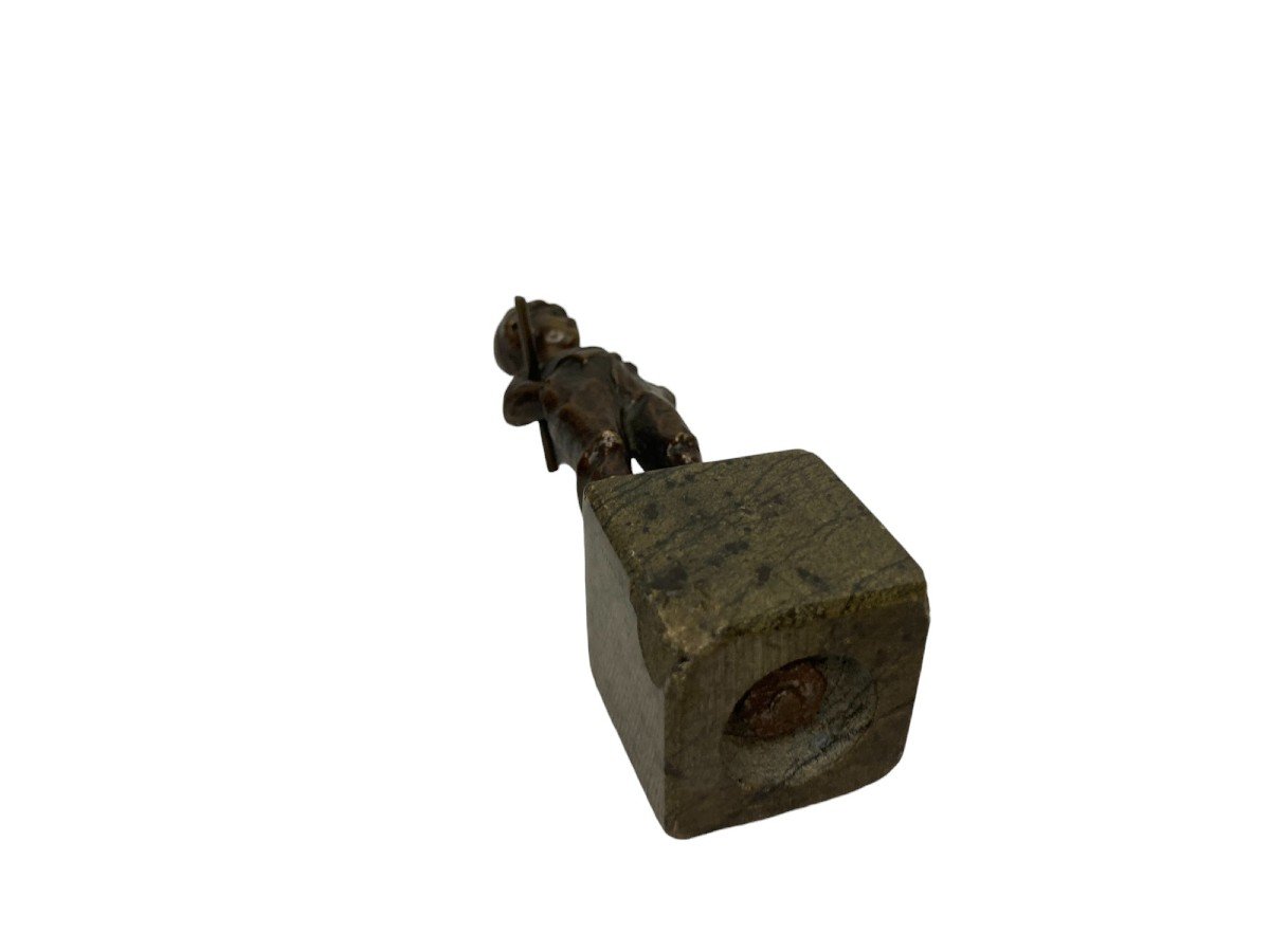 Old Bronze Statuette Of A Little Neapolitan Early 20th Century-photo-1