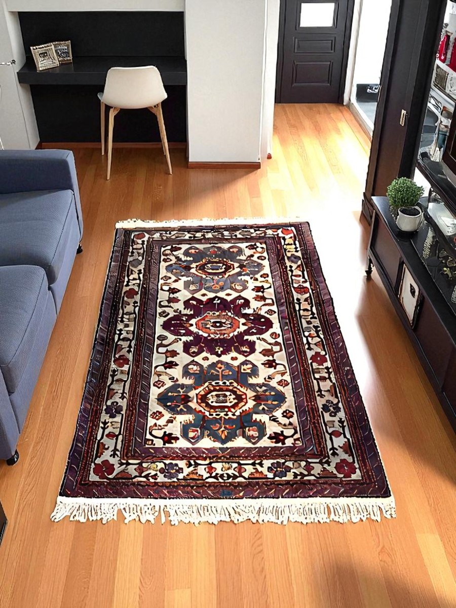 Ancien Tapis Artisanal Laine Caucasien Daghestan-photo-6