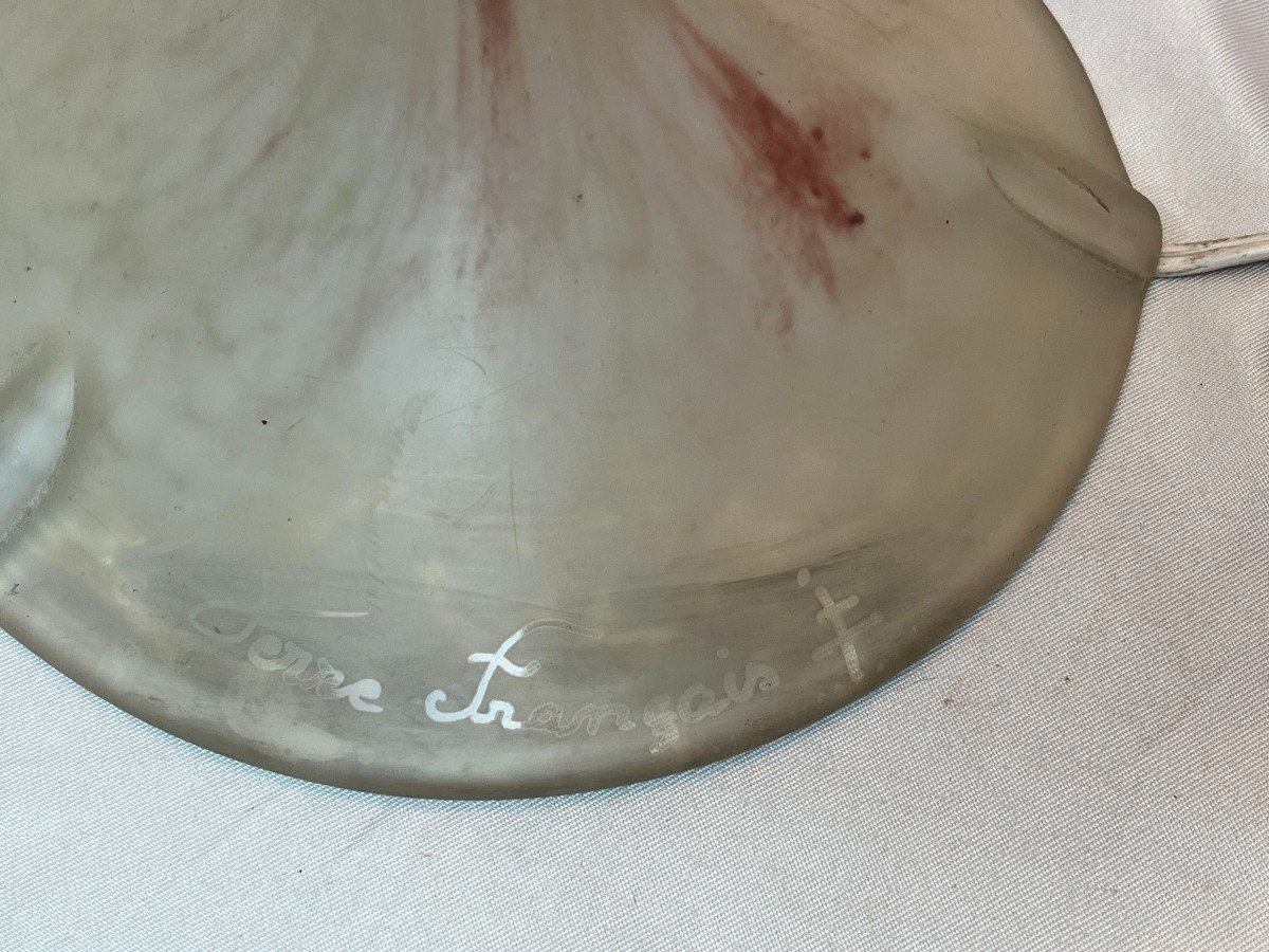 Art Nouveau, Lampe Champignon Le Verre Français Schneider Vers 1920-photo-2