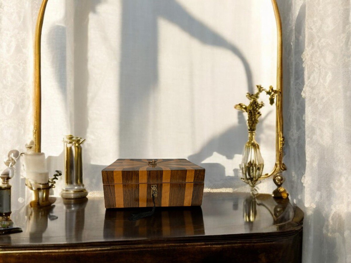 Art Deco, Wooden Box And Mirror Veneer, Early 20th Century-photo-1