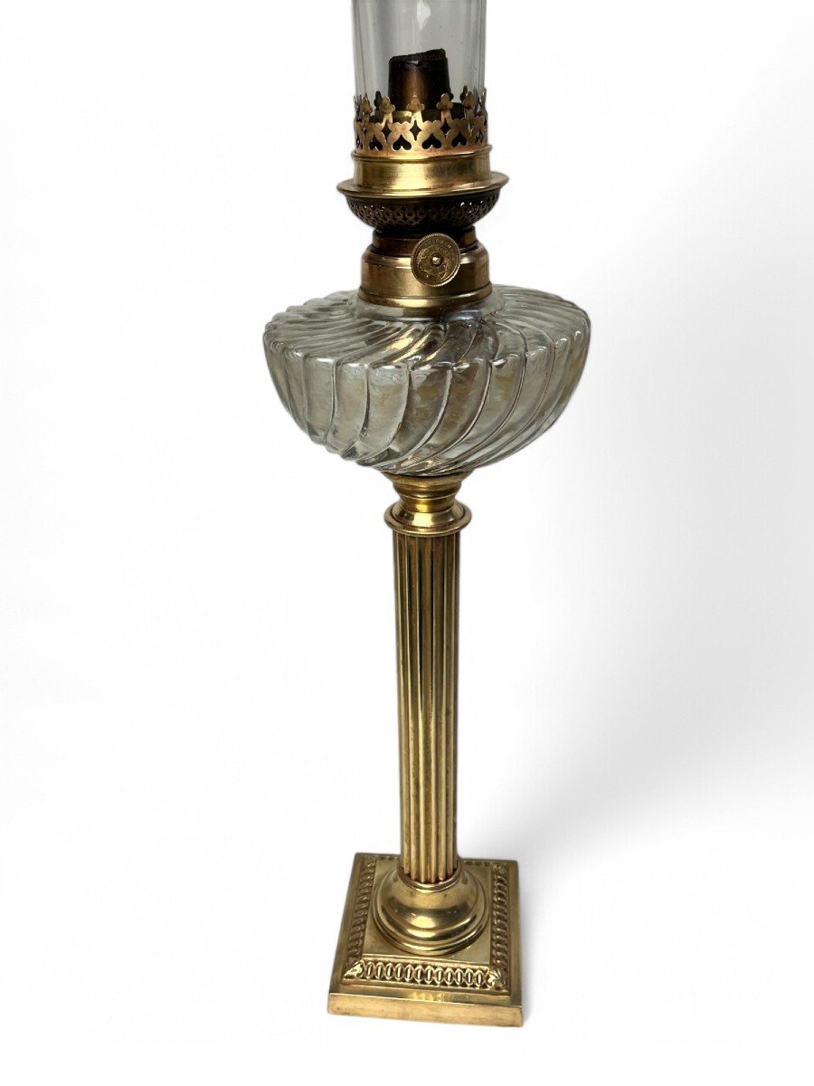Important Napoleon III Bronze And Glass Oil Lamp, Late 19th Century-photo-4
