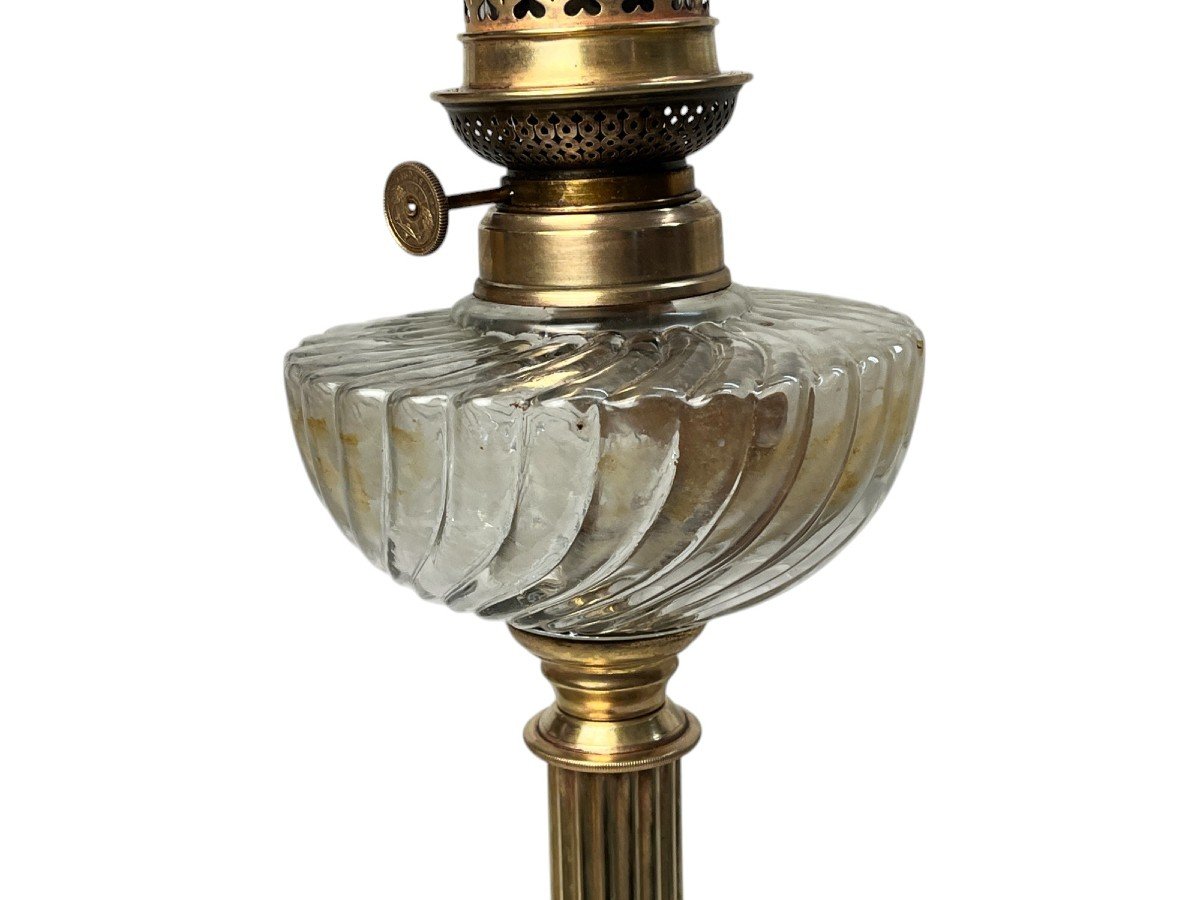 Important Napoleon III Bronze And Glass Oil Lamp, Late 19th Century-photo-4