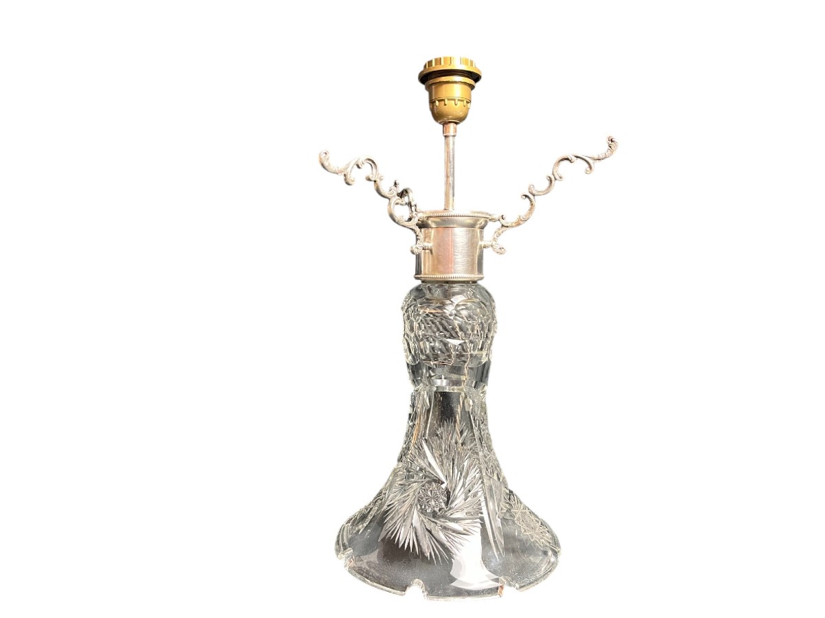 Crystal Lamp Silver Metal Frame 20th Century-photo-2
