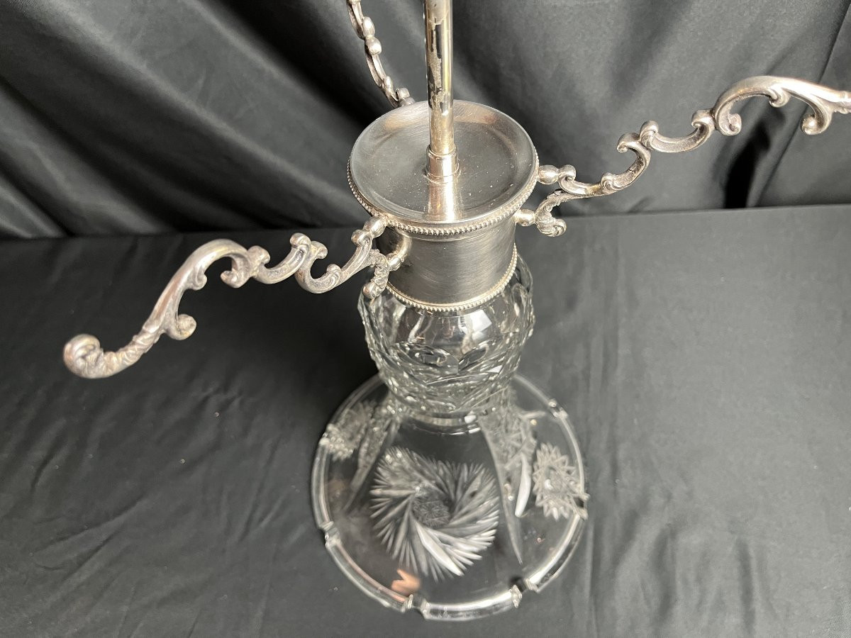 Crystal Lamp Silver Metal Frame 20th Century-photo-1