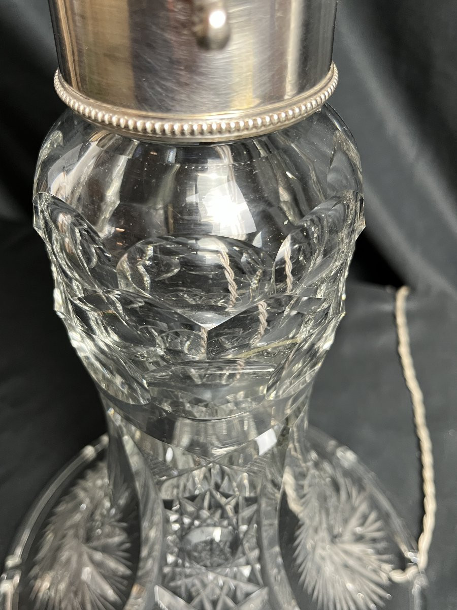 Crystal Lamp Silver Metal Frame 20th Century-photo-4