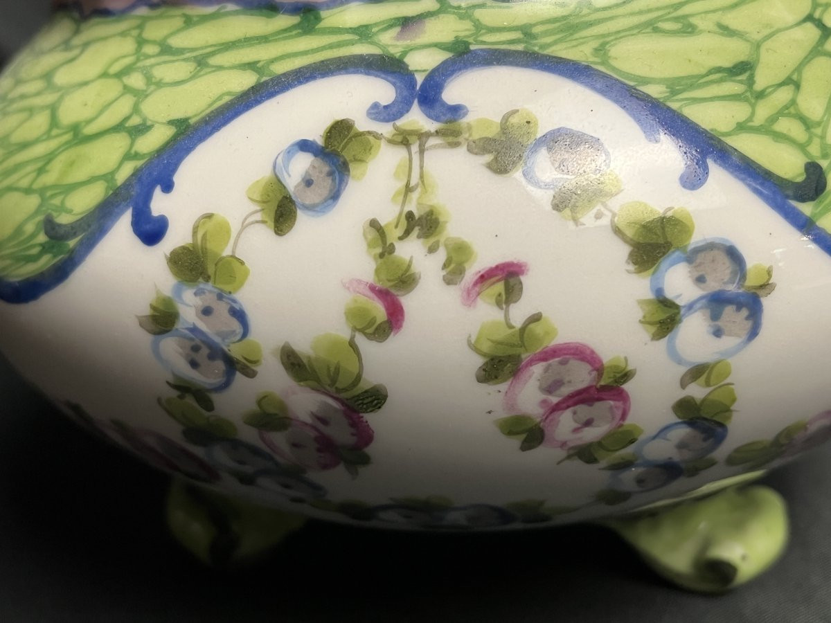 Sèvres, Porcelain Tripod Planter With Floral Decor, 20th Century-photo-1
