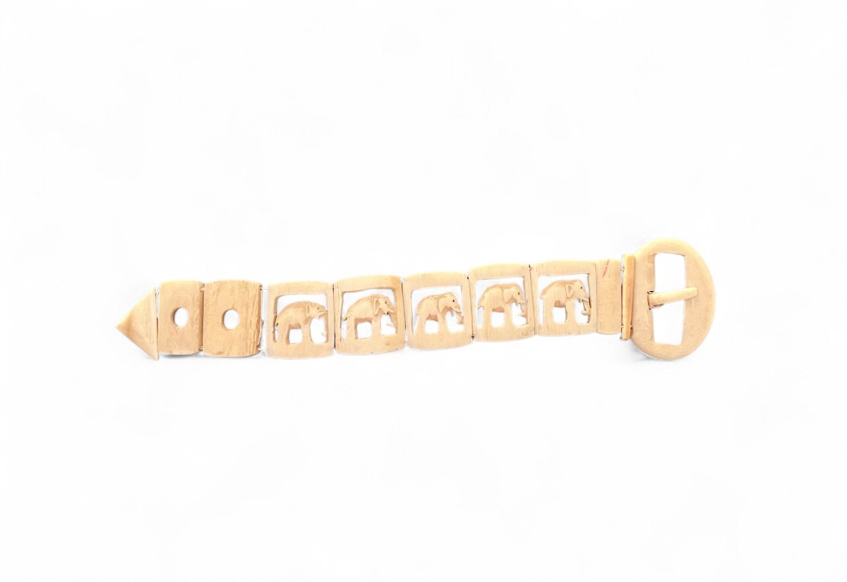 Antique Articulated Ivory Bracelet From India, Early 20th Century -photo-2