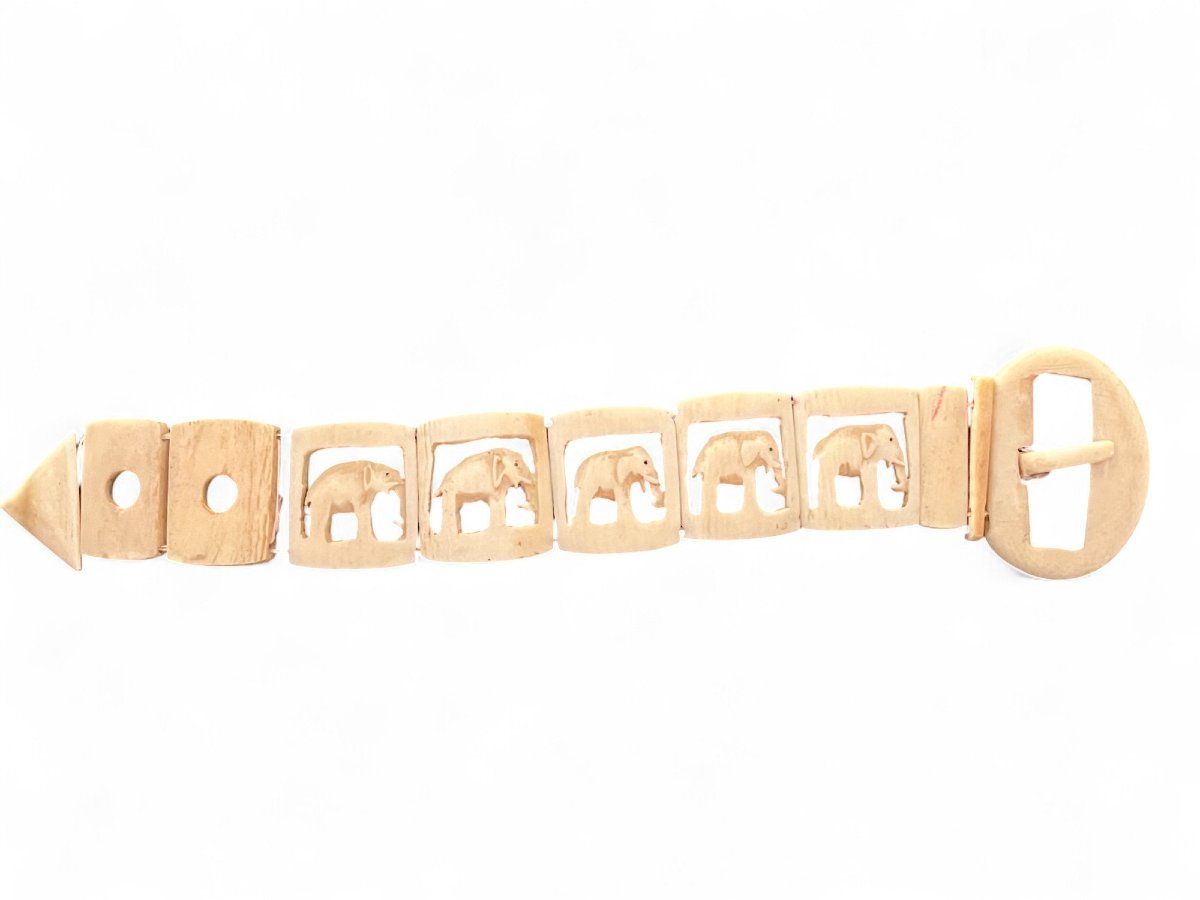 Antique Articulated Ivory Bracelet From India, Early 20th Century -photo-3