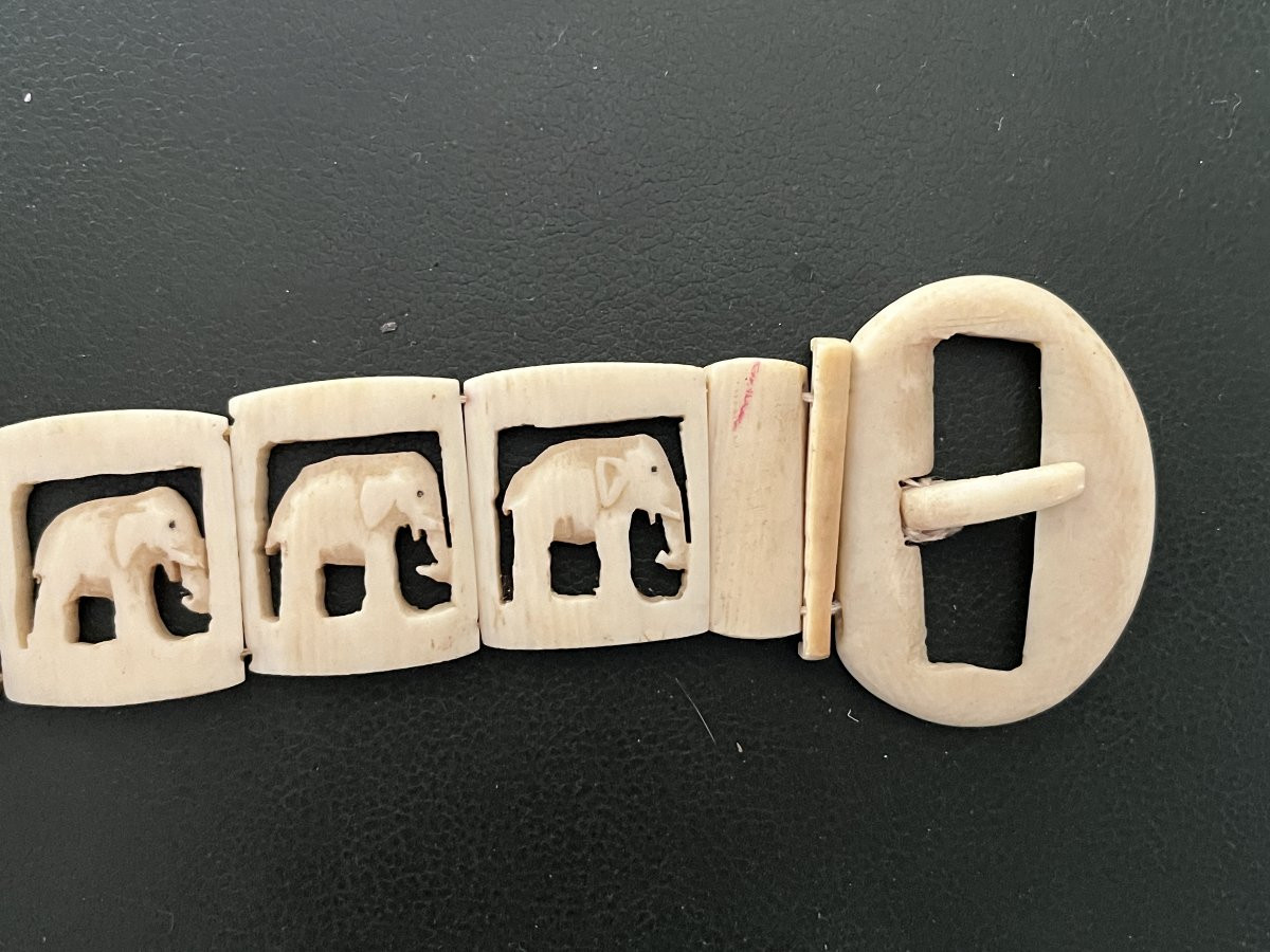Antique Articulated Ivory Bracelet From India, Early 20th Century -photo-1