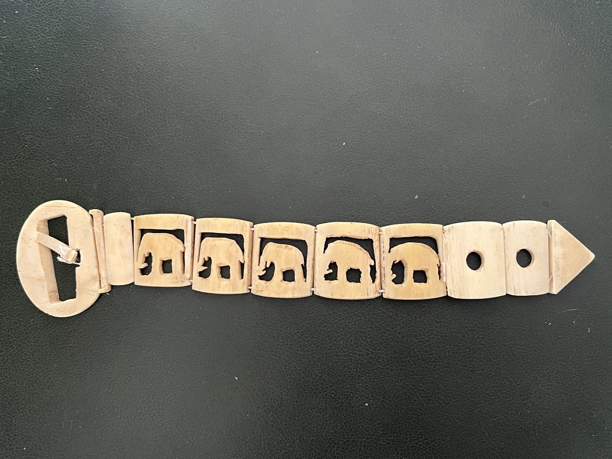 Antique Articulated Ivory Bracelet From India, Early 20th Century -photo-3