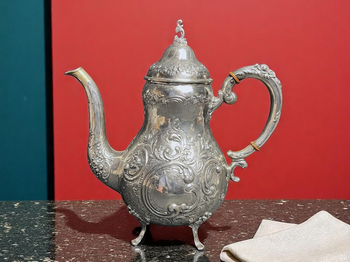Silverware, Teapot Jug 800 Amd Germany Late 19th Century-photo-1